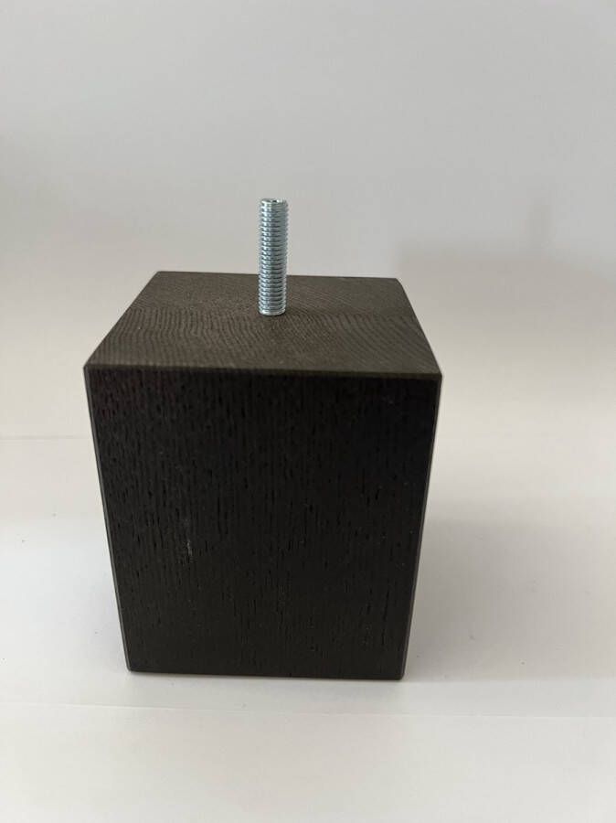 RexaPlan Set van 4 houten meubelpoten Zwart Eiken 12 cm hoogte 7x7 cm met M8 draadeinde Boxspring bedden banken