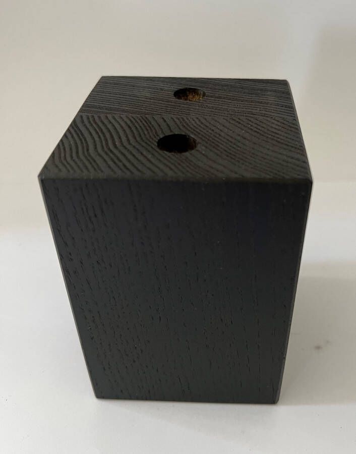 RexaPlan Set van 4 houten meubelpoten Zwart Eiken 12 cm hoogte 7x7 cm met schroeven Boxspring bedden banken