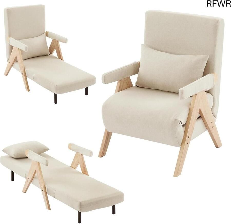 RFWR 3-in-1 slaapstoel met verstelbare rugleuning en inklapbaar design voor woonkamer en kantoor – multifunctioneel comfortabel en ruimtebesparend