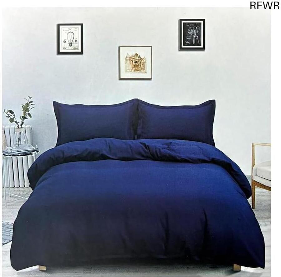 RFWR 4-delige beddengoedset Dekbedovertrekset voor bedden van 90 135 & 150 cm Donkerblauw Optimaal Comfort Het Hele Jaar Door