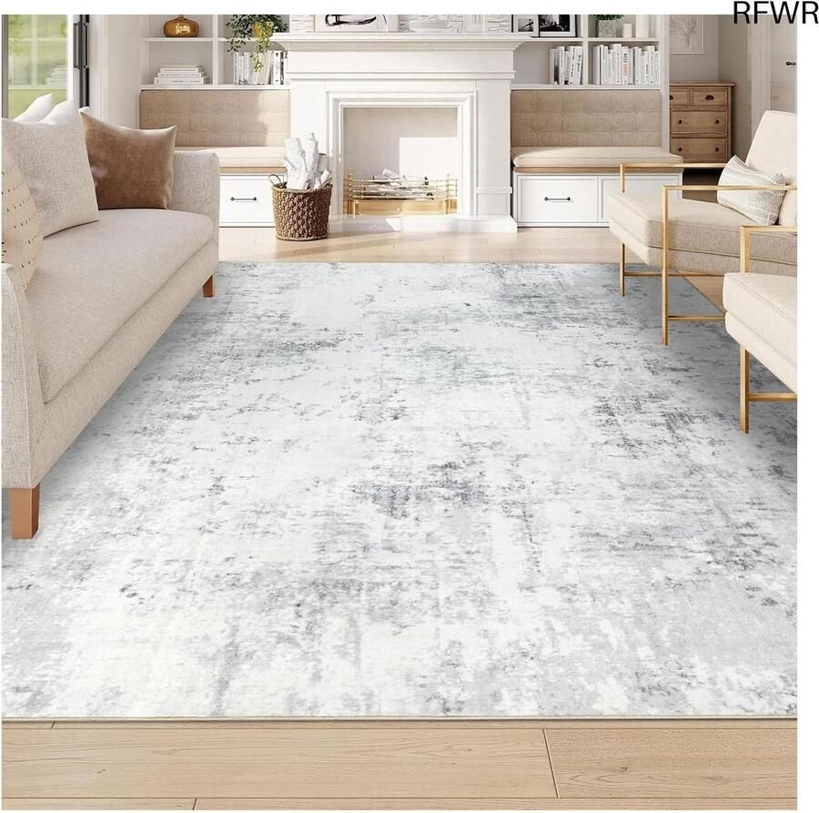 RFWR Abstract Grijs Tapijt 122x170cm voor Woonkamer Slaapkamer en Kinderkamer Wasbaar en Antislip