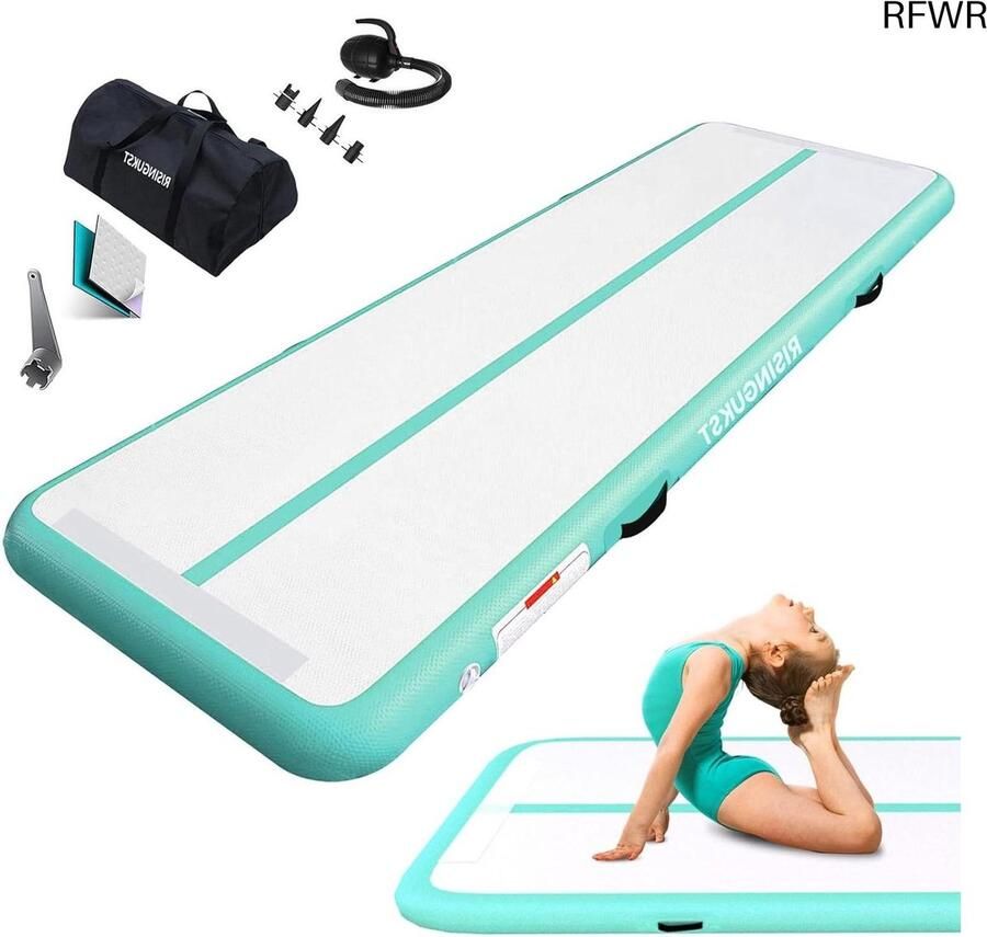 RFWR Air Track Gymnastiekmat Dikke Opblaasbare Trainingsmat voor Thuis en Gym inclusief Elektrische Pomp