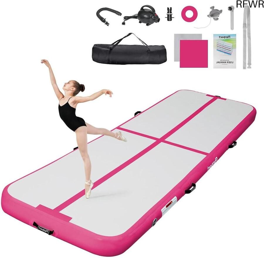 RFWR Airtrack Mat 3m Dikke Turnmat met Pomp en Draagtas voor Gymnastiek Yoga en Training