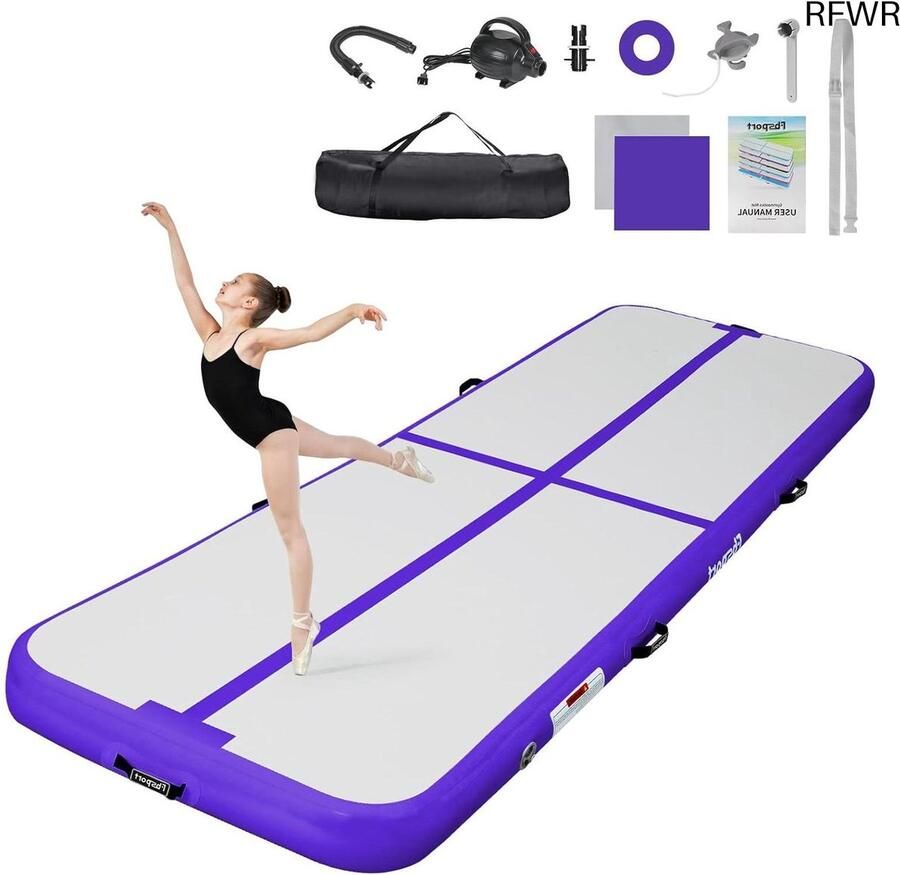 RFWR Airtrack Mat 5m Dikke Turnmat Met Luchtdichte Constructie Inclusief Pomp & Draagtas