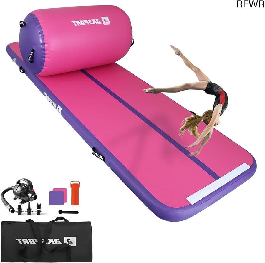 RFWR Airtrack Mat met Opblaasbare Air Roll Gymnastiekmat voor Thuis Yoga Cheerleading en Tumbling