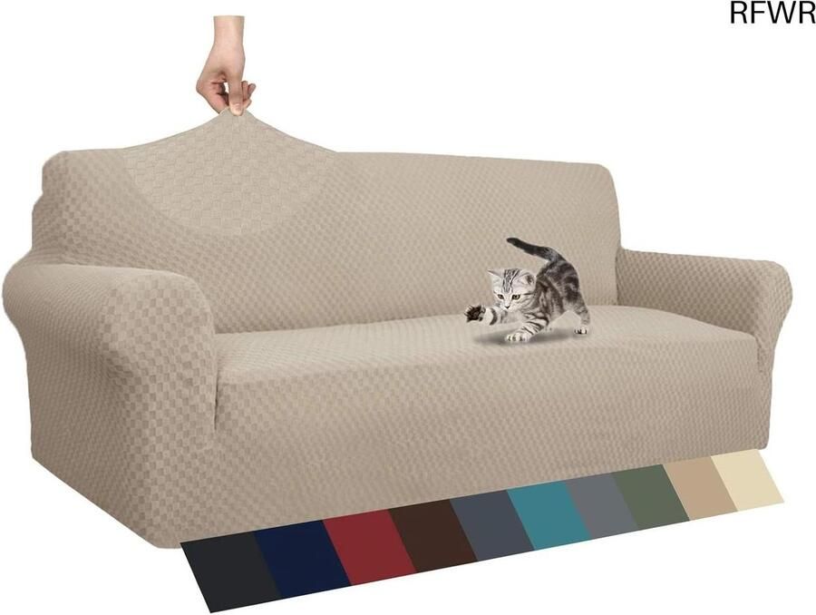 RFWR Antislip Jacquard Bankovertrek voor 3-zits Bank Stretchhoes voor Woonkamer met Volledige Bescherming