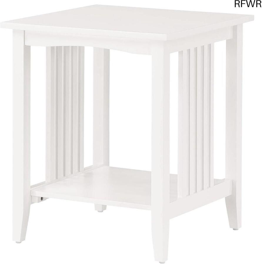 RFWR Bijzettafel met opbergplank in missiestijl Wit