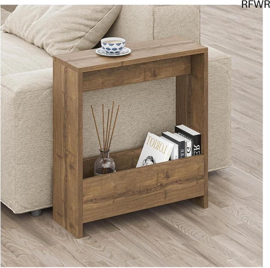 RFWR Bijzettafel met Tijdschriftenrek Minimalistisch Design voor Woonkamer en Kantoor