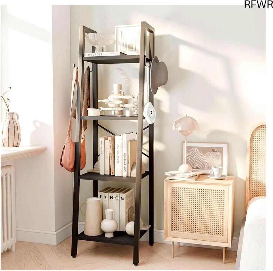 RFWR Boekenkast Ladderrek met 4 Niveaus Multifunctioneel Stabiel Design voor Woonkamer en Kantoor