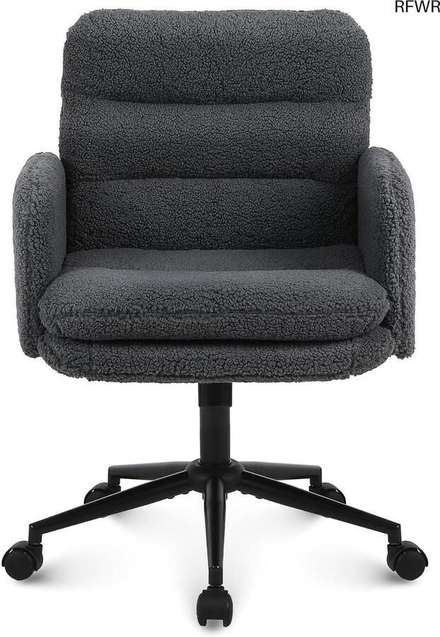 RFWR Comfortabele Ergonomische Bureaustoel met Verstelbare Hoogte en 360° Draaifunctie in Donkergrijs