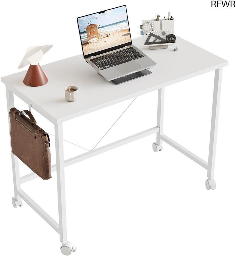RFWR Compact en modern bureau met wielen – 80cm speeltafel voor kleine ruimtes en thuiskantoor