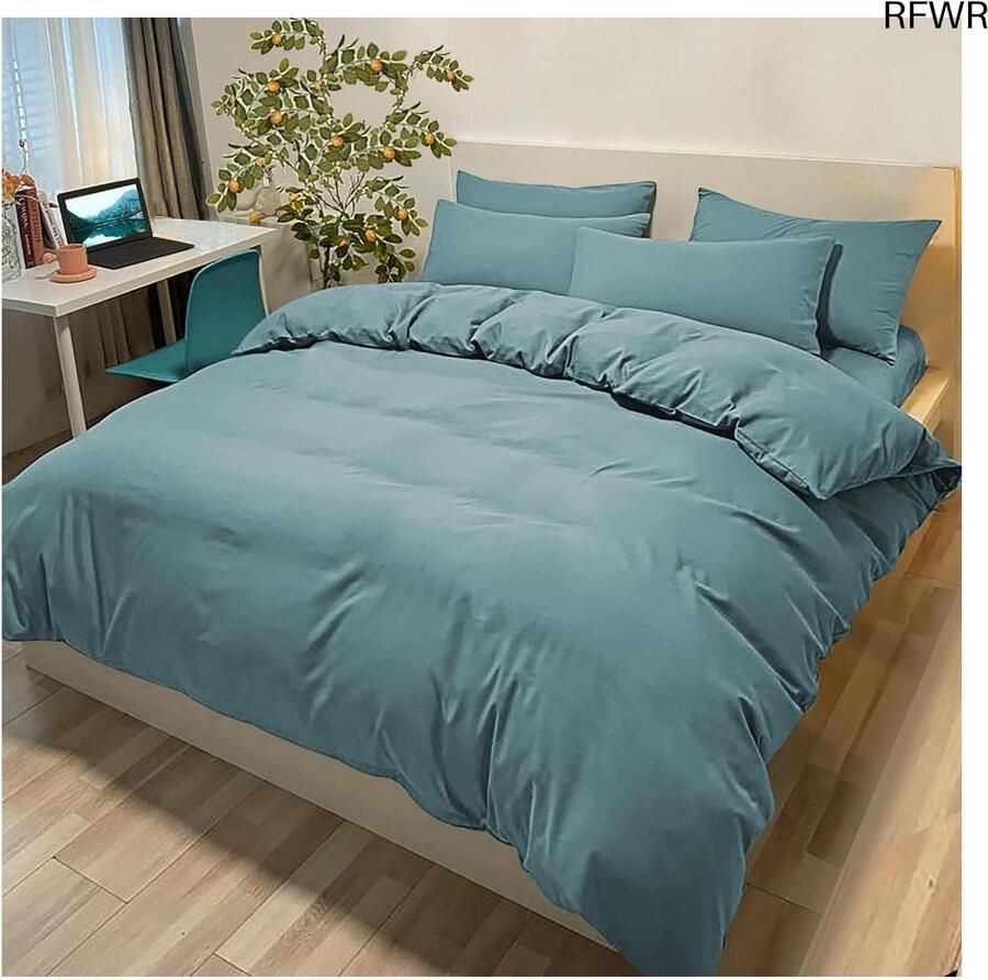 RFWR Dekbedovertrek 200 x 200 cm met Kussenslopen 50 x 80 cm Groen Microvezel Beddengoed voor Tweepersoonsbed