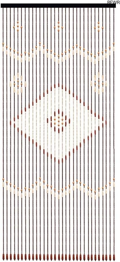 RFWR Deurgordijn met Houten Kralen 90 x 208 cm Decoratieve Ruimteverdeler voor Slaapkamer Woonkamer en Badkamer