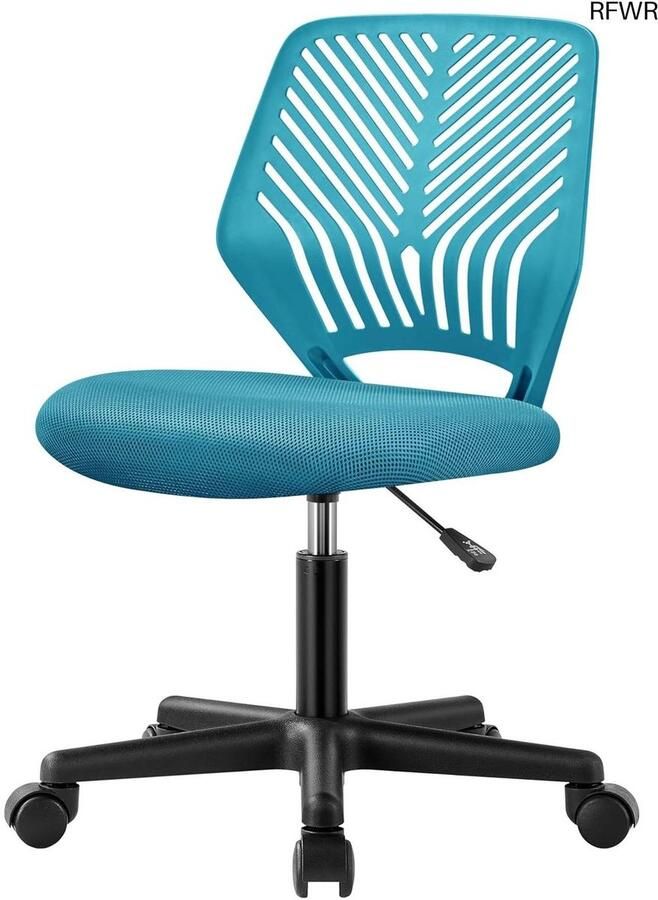 RFWR Draaistoel zonder armleuningen verstelbare bureaustoel met mesh rugleuning in turquoise