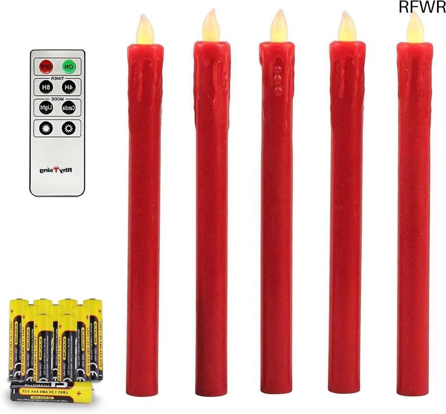 RFWR Dripping Wax Kaarsen Kroonluchter Led Rood met Afstandsbediening voor Kerstmis