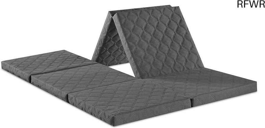 RFWR Dubbel Vouwmatras voor Gasten Opvouwbaar en Wasbaar 195 x 140 x 8 cm Grijs