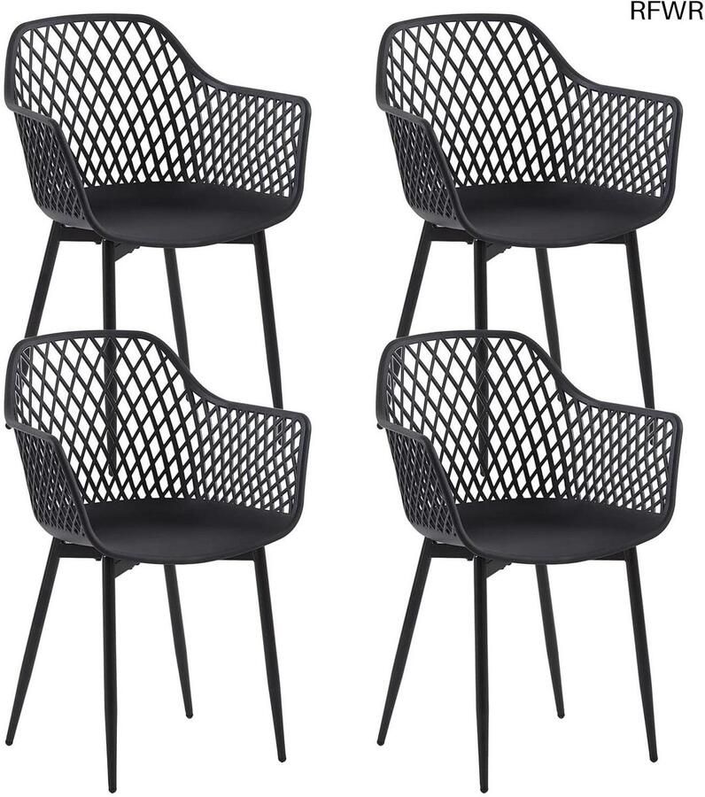 RFWR Eetkamerstoelen Set van 4 met Armleuningen Ergonomische Kunststof Stoelen 55x41x84 5 cm Onderhoudsvriendelijk en Eenvoudig te Monteren