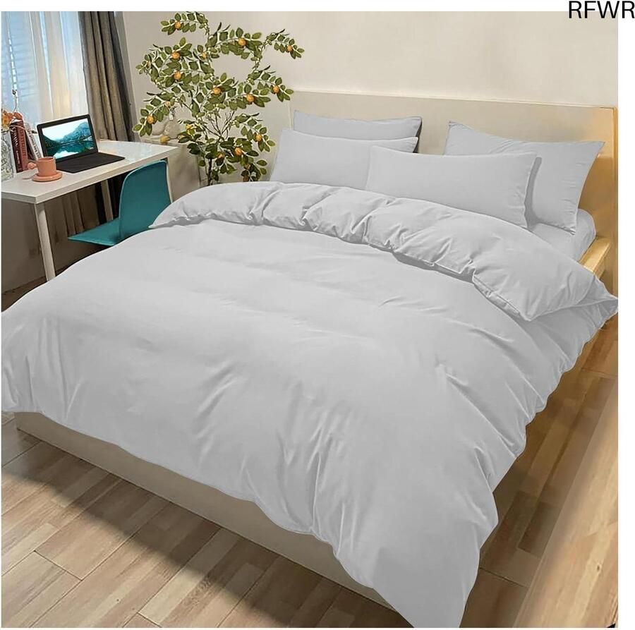 RFWR Effen Beddengoedset voor Eenpersoonsbed van Microvezel 135 x 200 cm Hypoallergeen en Zacht