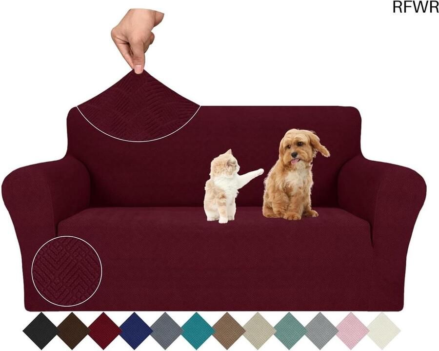 RFWR Elastische Bankhoes 2 Zits Universele Krasbestendige Sofahoes met Antislip Perfect voor Woonkamer
