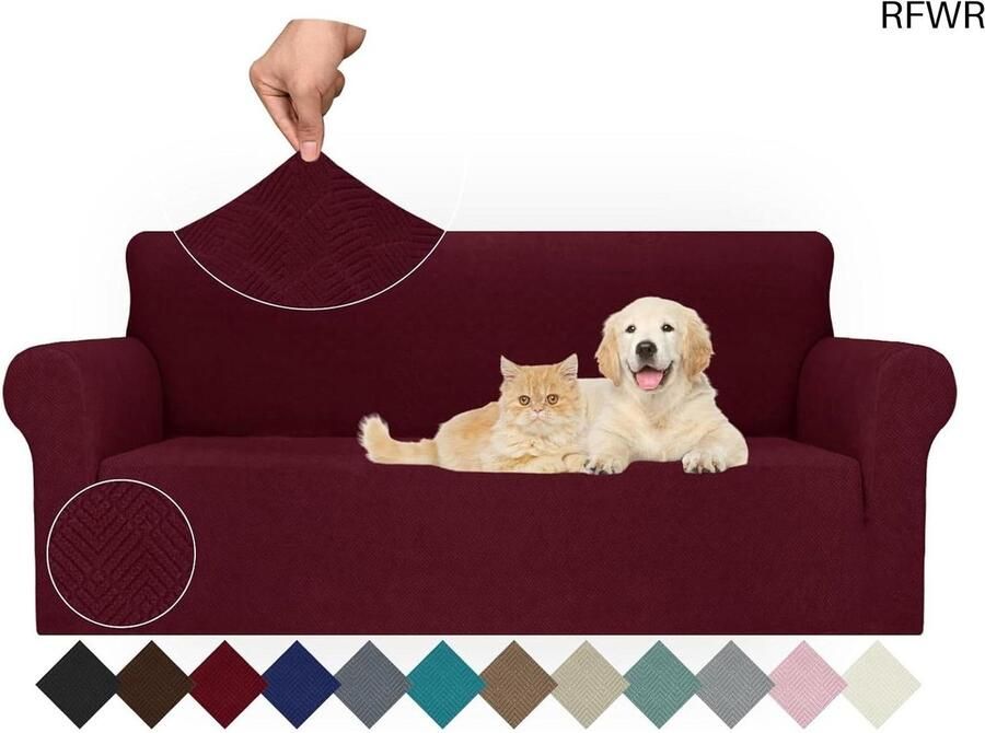 RFWR Elastische Bankhoes 3 Zits Universele Bankbeschermer met Antislip Functie