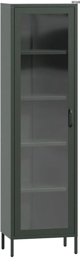 RFWR Elegant Vitrinekast met Glazen Deuren 50 x 180 x 35 cm Home Decor Perfect voor Woonkamer