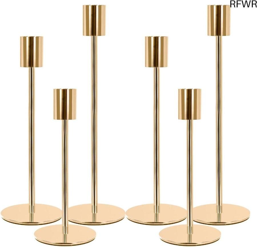 RFWR Elegante Gouden Kandelaar Set van 6 Luxe Vintage Decoratie voor Tafel en Huis