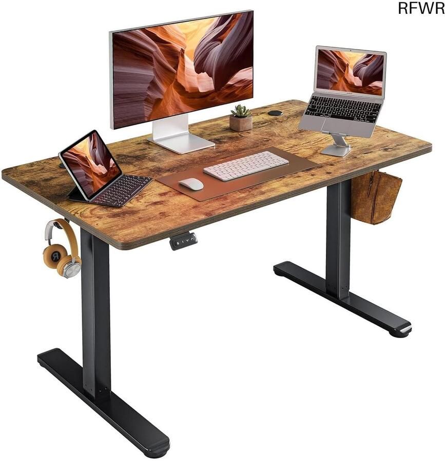 RFWR Elektrisch in hoogte verstelbaar bureau 100 x 60 cm Ergonomisch staand bureau voor thuiskantoor