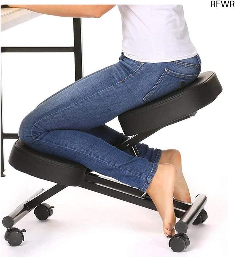 RFWR Ergonomische Kniestoel met Wielen Verstelbare Computerstoel voor Gezondheid en Comfort