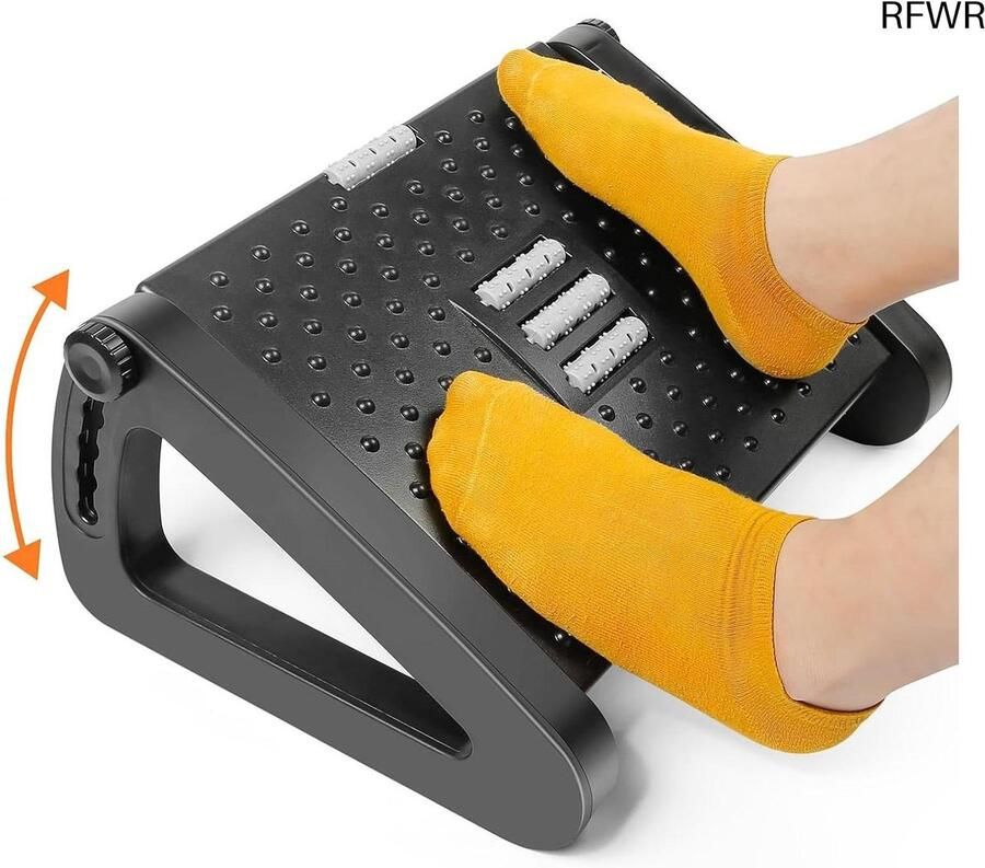 RFWR Ergonomische voetensteun voor bureau Verstelbare voetenbank met massagefunctie voor ontspanning van benen en knieën