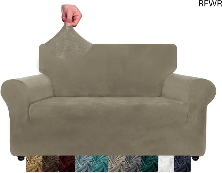 RFWR Fluwelen Bankhoes 2-zits Elastisch & Rekbaar Bescherming voor Honden en Huisdieren