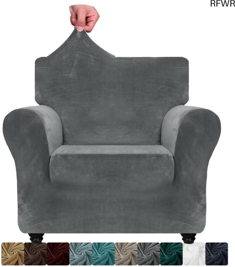 RFWR Fluwelen stoel- en bankhoezen – Dikke stretchbankbescherming voor meubels