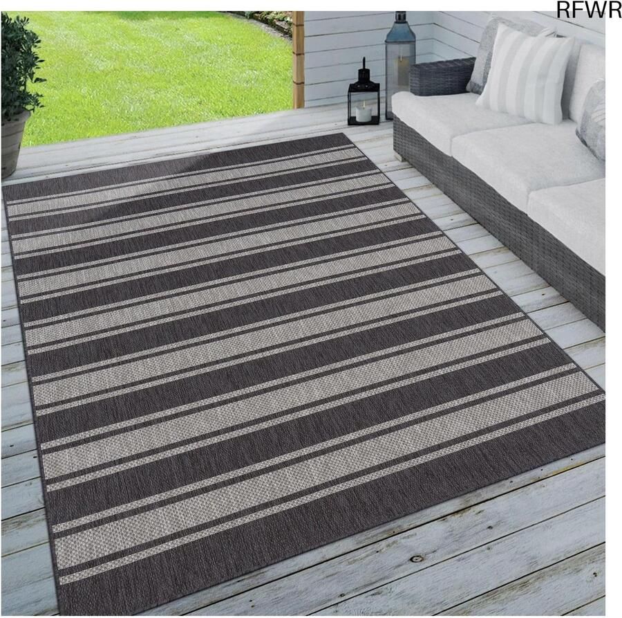 RFWR Geometrisch Gestreept Tuin Vloerkleed 60x100 cm voor Binnen en Buiten