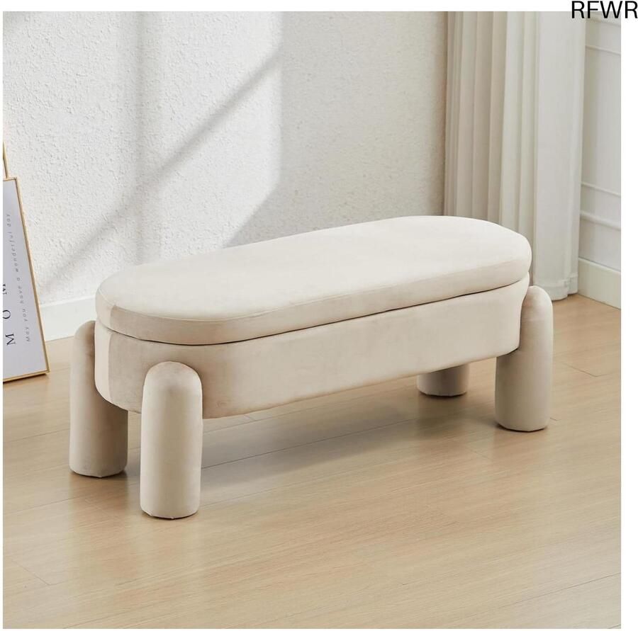 RFWR Gestoffeerde opslag Ottoman zitting fluwelen hoekbank voor slaapkamer en woonkamer