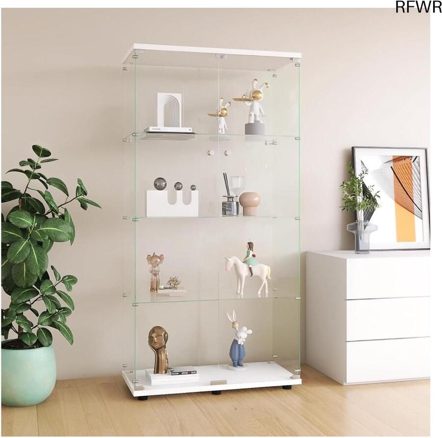 RFWR Glazen vitrinekast met deuren en slot moderne opbergoplossing voor verzamelobjecten