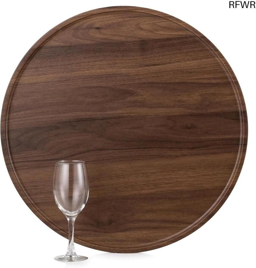 RFWR Grote Ronde Houten Salontafel met Walnootpatroon Decoratief Dienblad voor Woonkamer en Eetkamer