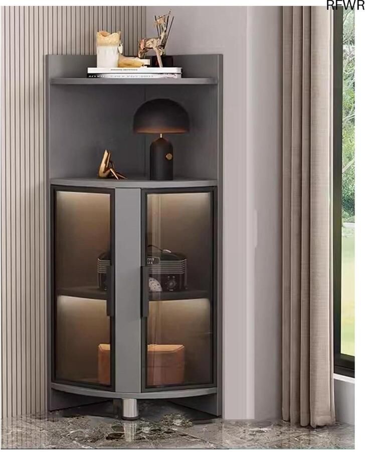 RFWR Hoek Vitrinekast met LED-verlichting Decoratieve Plank voor Slaapkamer en Kantoor