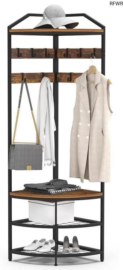RFWR Hoekkapstok met 12 Haken en Schoenenbank voor Entree en Woonkamer