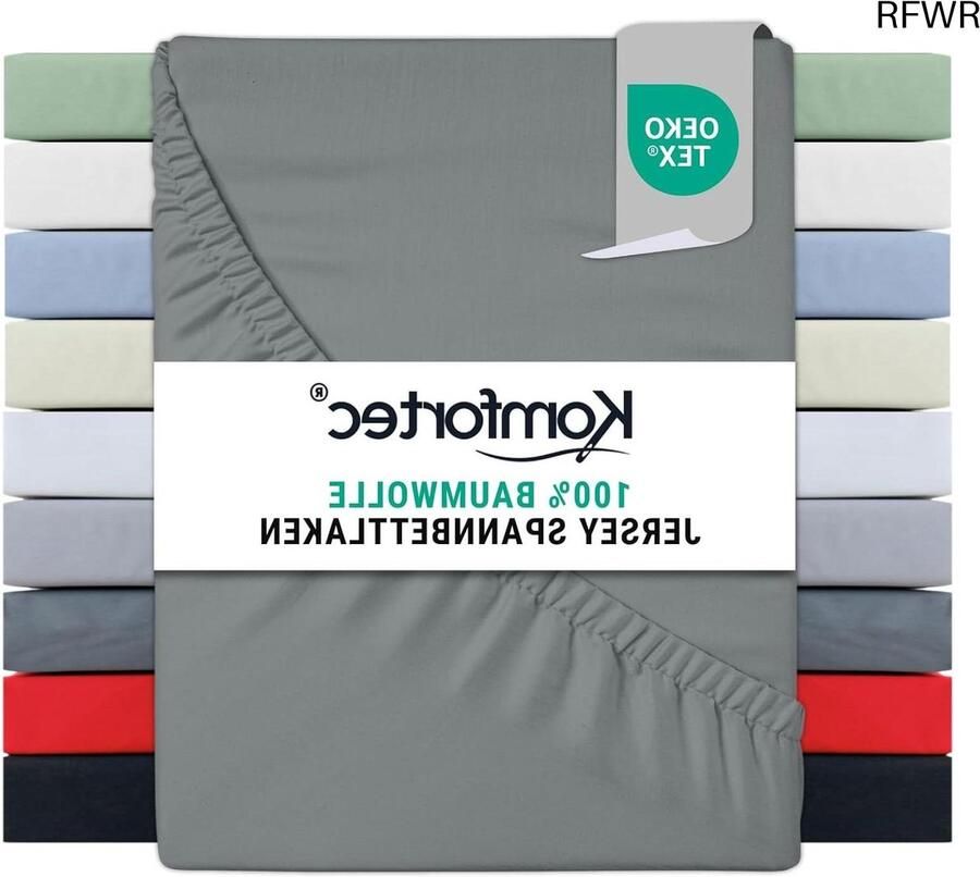RFWR Hoeslaken 140x200 cm van 100% Katoen Grijs Geschikt voor Alle Matrassen