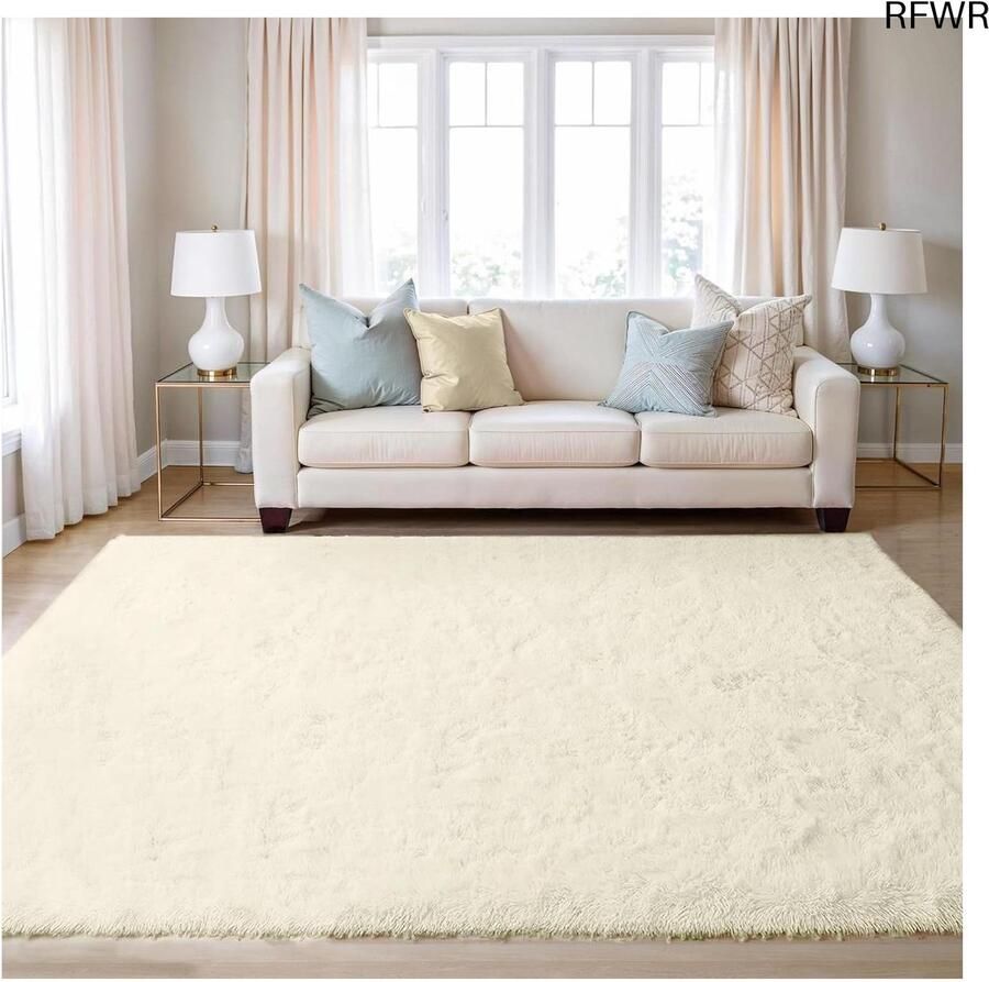 RFWR Hoogpolig Fluffy Vloerkleed 160x230cm Zacht Faux Fur Tapijt voor Woonkamer en Slaapkamer