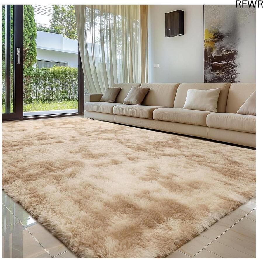 RFWR Hoogpolig grijs tapijt Wasbaar Antislip Extra Groot voor Woonkamer en Slaapkamer