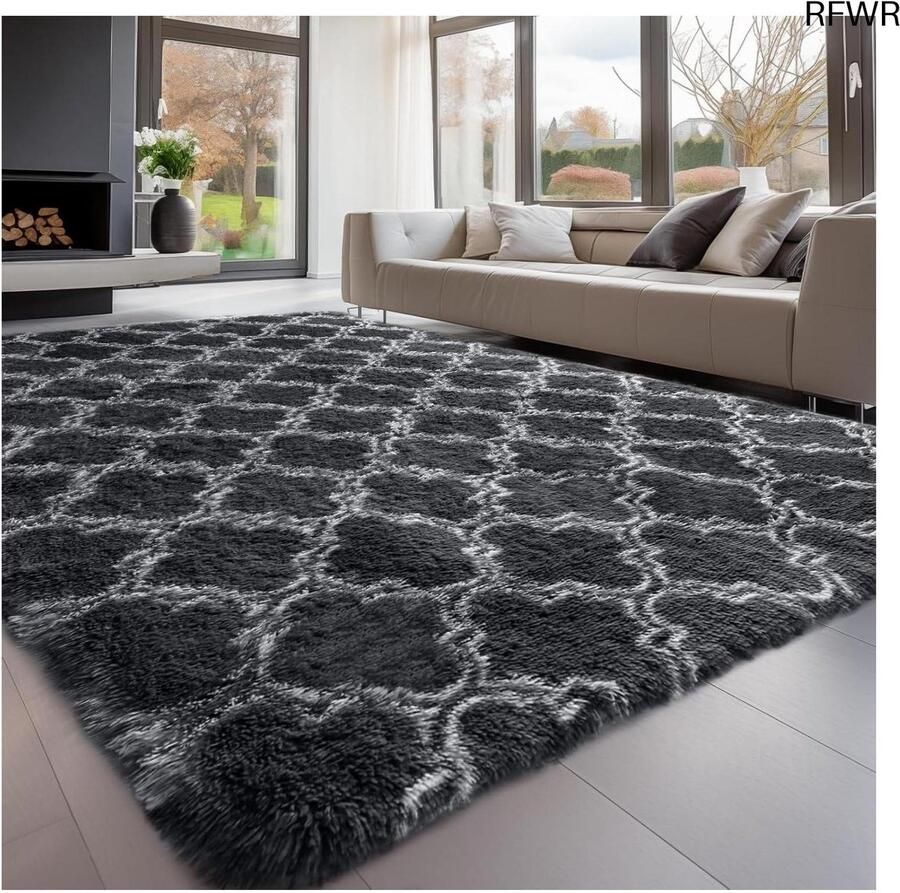 RFWR Hoogpolig tapijt 200 x 300 cm Wasbaar en antislip voor woonkamer en slaapkamer