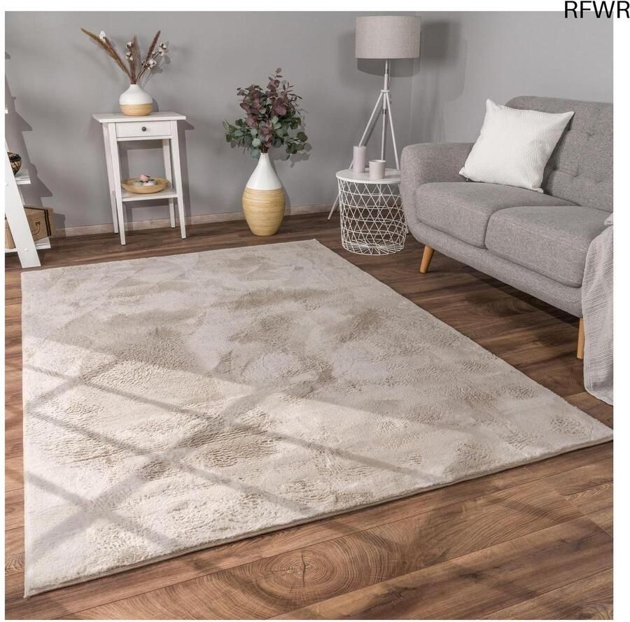 RFWR Hoogpolig Tapijt Modern Effen Kleur Beige 160x220 cm