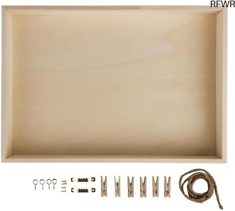 RFWR Houten Shadow Box Frame voor Craft Vitrinekast Natuurlijk Hout 36x25x5cm