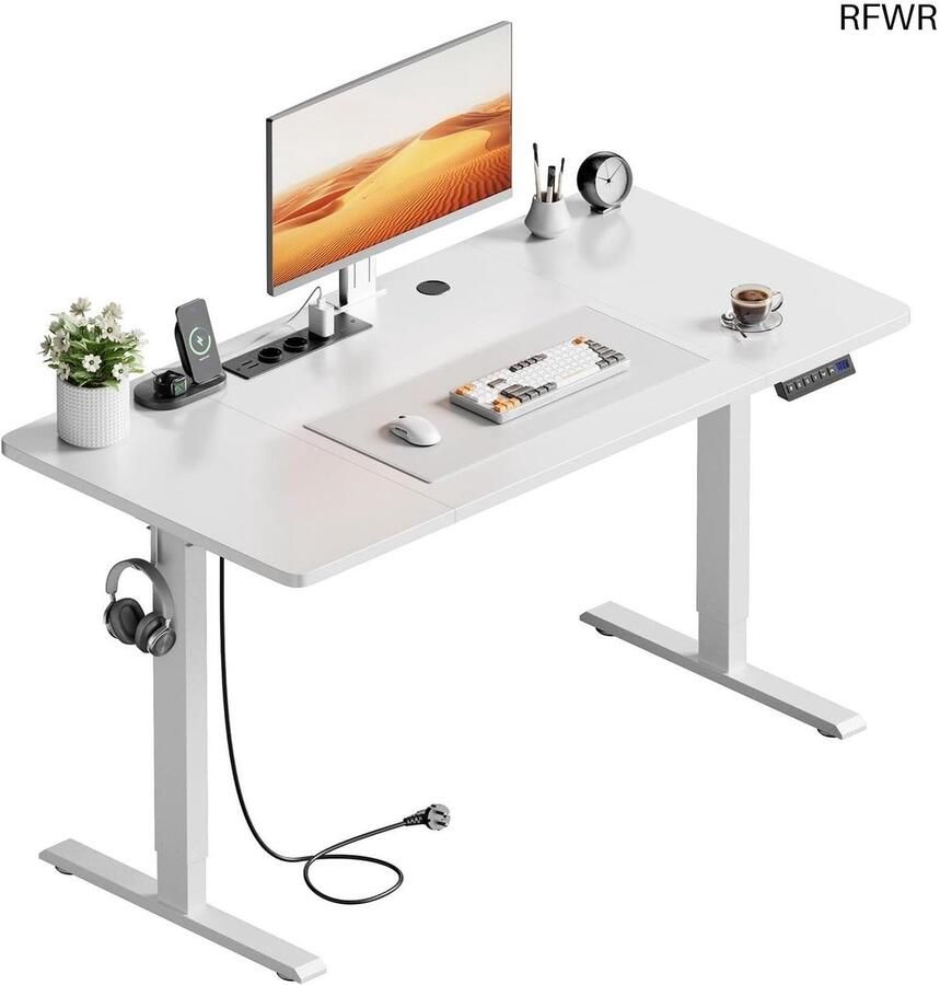 RFWR In Hoogte Verstelbaar Elektrisch Bureau met Stopcontact en USB-poorten Gamingbureau met Geheugenfunctie 120 x 60 cm