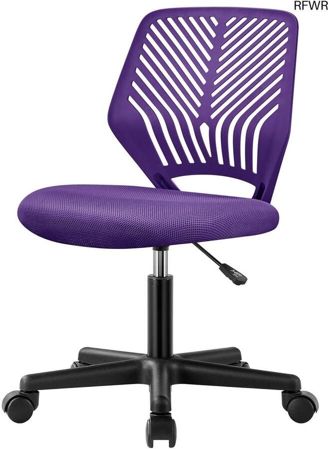 RFWR In hoogte verstelbare draaistoel zonder armleuningen voor kantoor en thuis lila