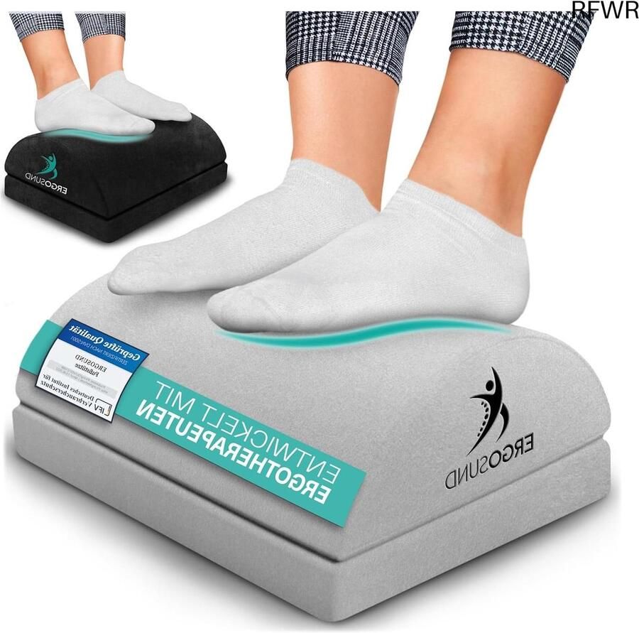 RFWR In hoogte verstelbare voetensteun voor bureau met antislip ergonomisch design en premium schuimkern