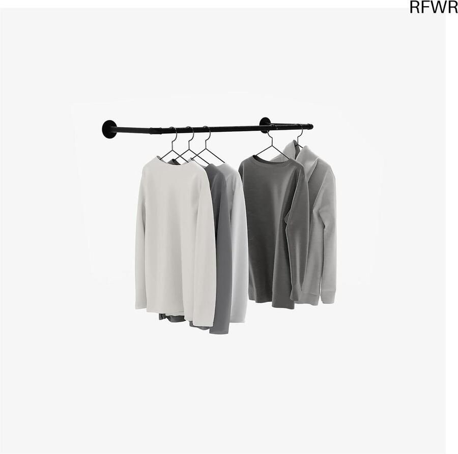 RFWR Industrieel Kledingrek met Wand- of Plafondmontage Handdoekhouder voor Badkamer of Slaapkamer