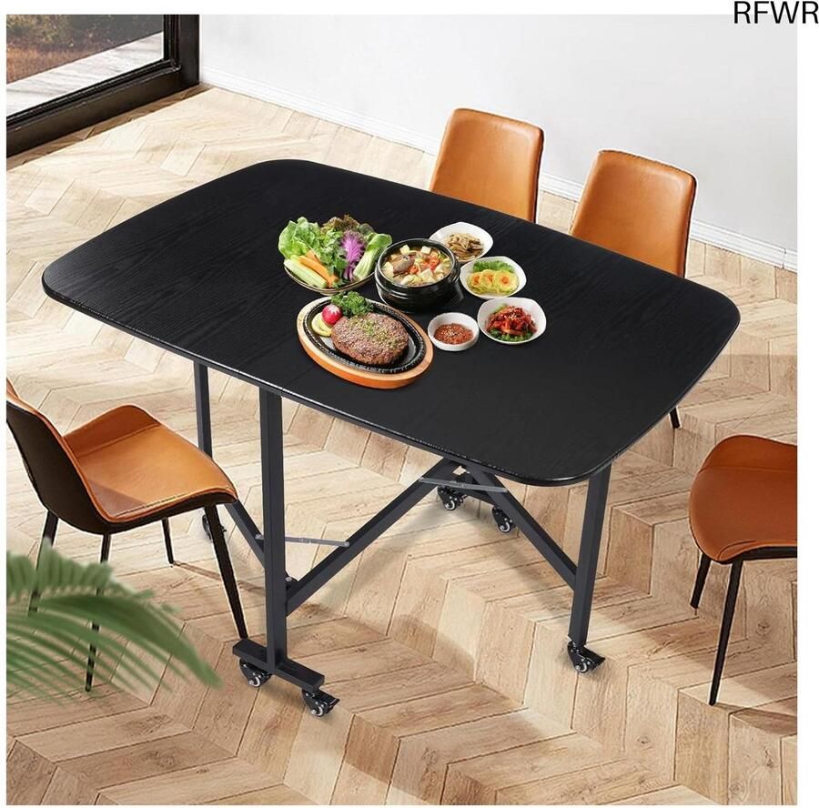 RFWR Inklapbare eettafel met wielen Multifunctionele mobiele keukentafel van massief hout Ruimtebesparend design 120 x 80 cm
