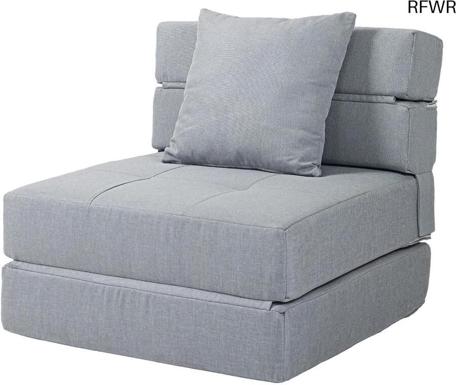 RFWR Inklapbare Slaapstoel met Bedfunctie 2-in-1 Relaxstoel voor Woonkamer en Slaapkamer Lichtgrijs