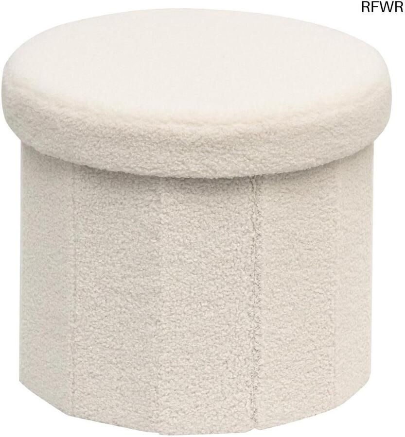 RFWR Inklapbare Zitbank met Opbergruimte en Voetenbank in Hartvorm Perfect voor Woonkamer Slaapkamer en Hal Wit 38 x 38 x 38 cm